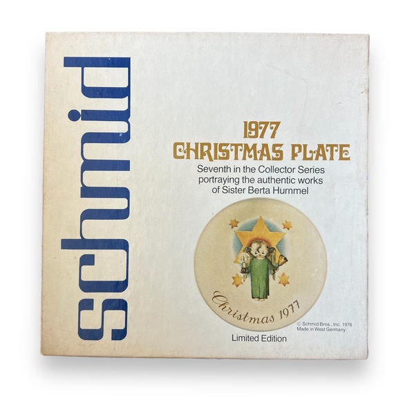 Schmid 1977 Christmas Plate Limited Edition Sister Bertha Hummel with Box - Picture 9 of 10